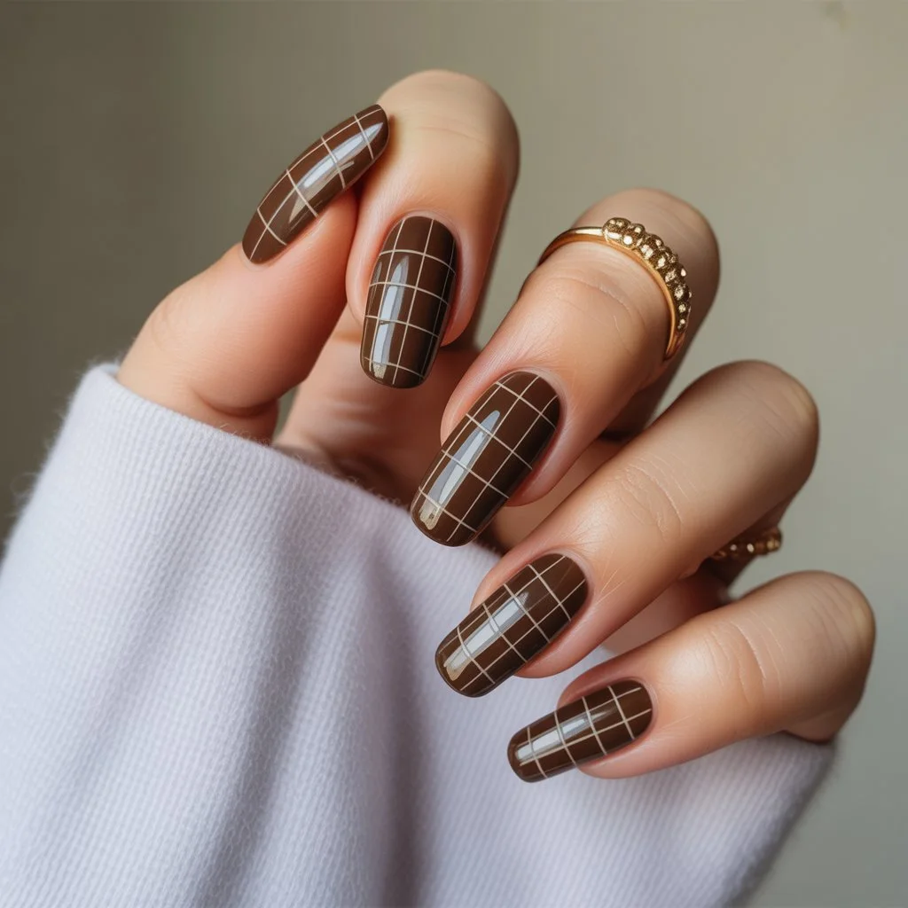 Chocolate Croc Texture Nails