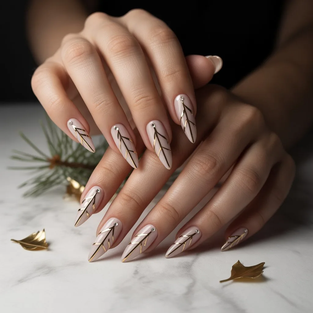 Christmas Tree Minimal Nail Art