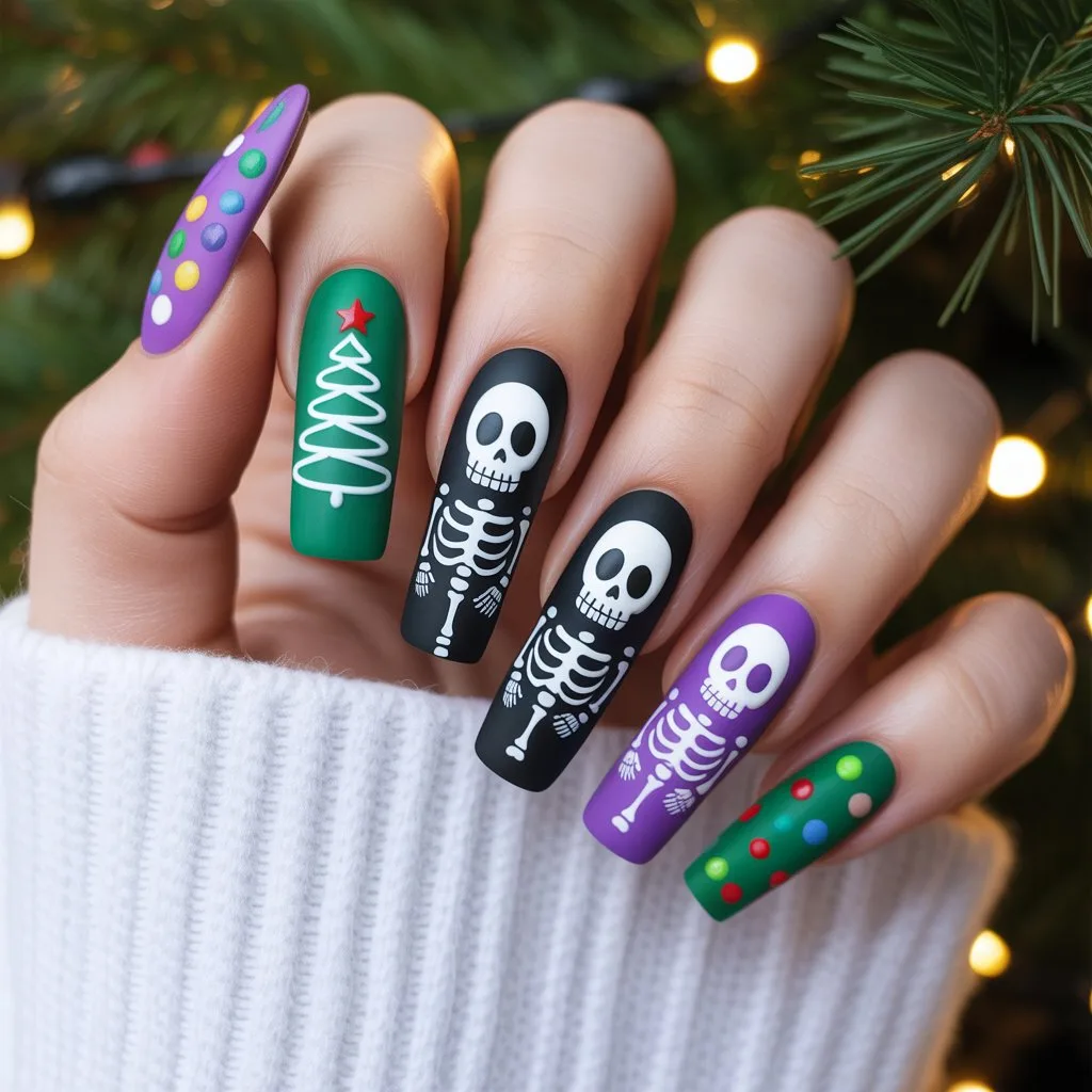 Christmas Tree Skeleton Nails