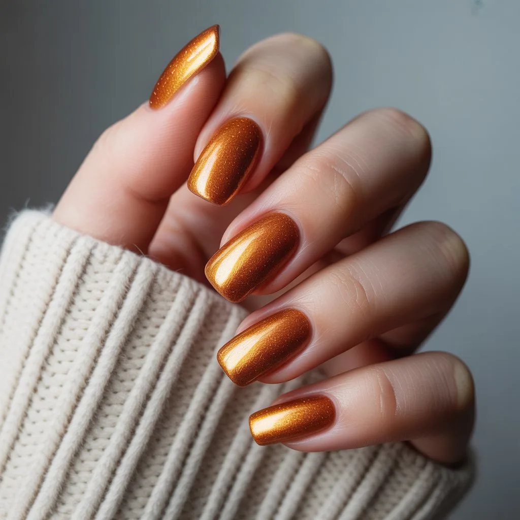 Cinnamon Gold Shine Nails