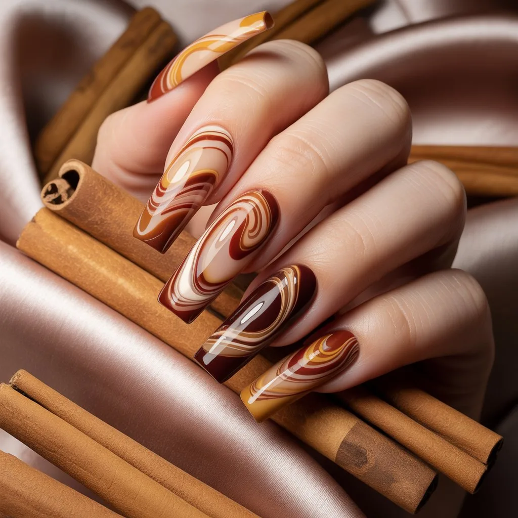 Cinnamon Swirl Art Nails