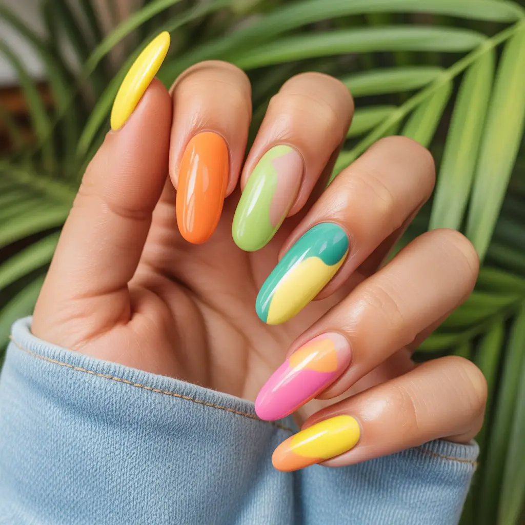 Citrus Wave Glow Nails