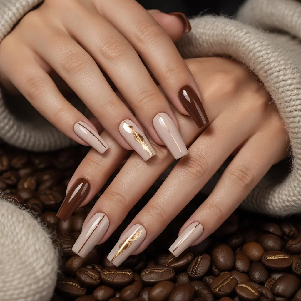 Coffee Bean Nude Nails