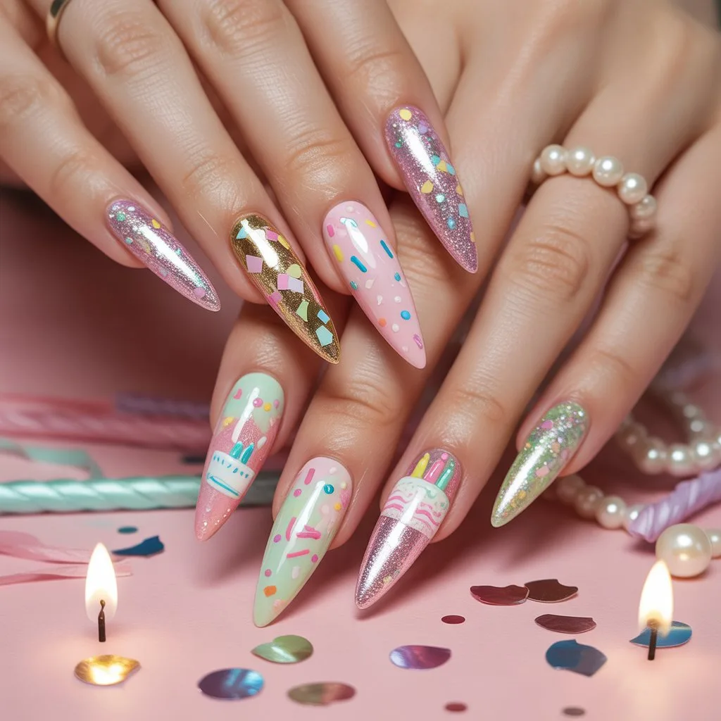 Confetti Pop Birthday Nails