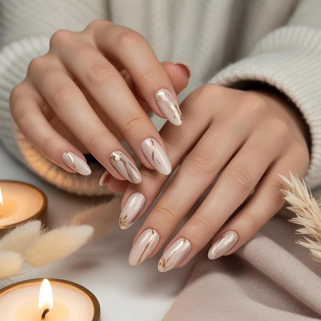 Cozy Beige Winter Nails
