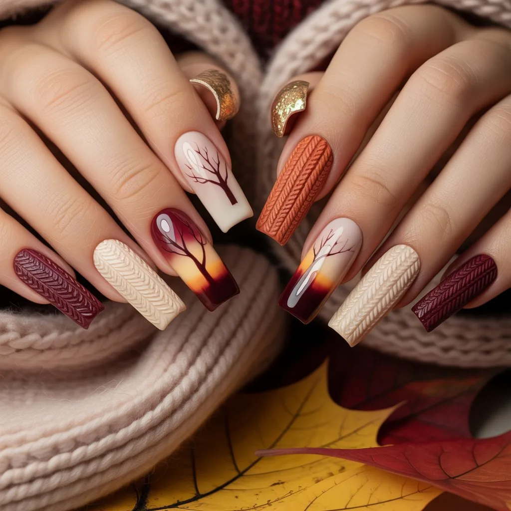 Cozy Sweater Silhouette Nails