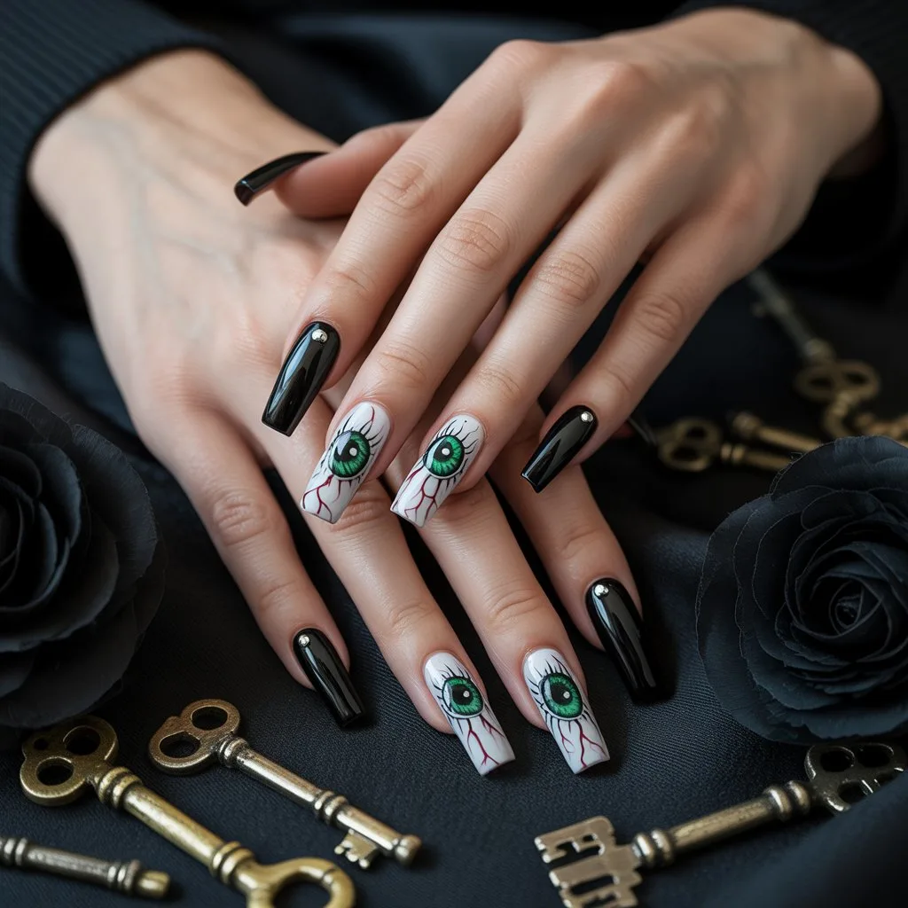 Creepy Eye Accent Nails
