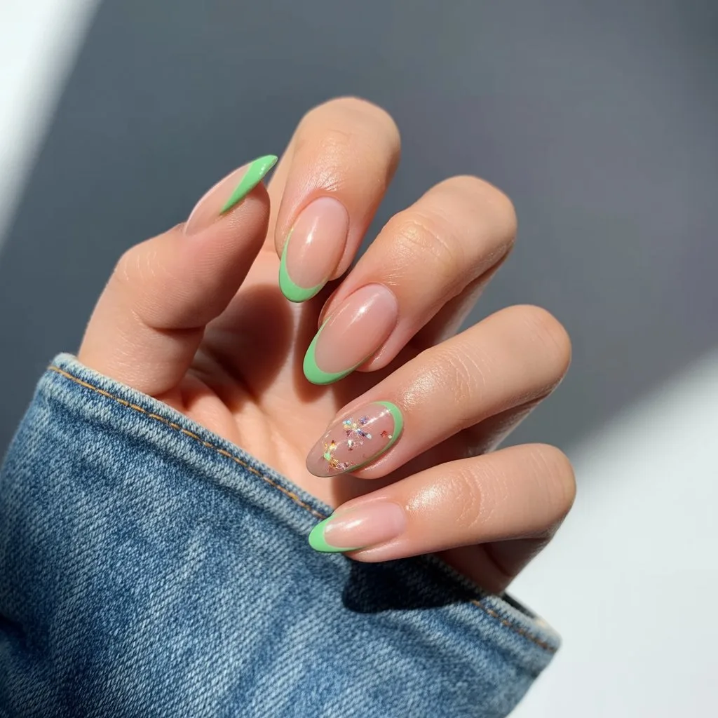 Crystal Cuticle Almond Highlights Nail