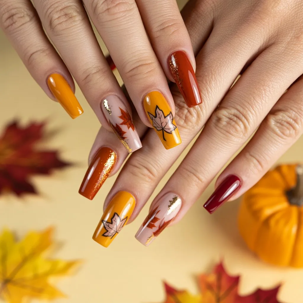 Cute Maple Sticker Nails