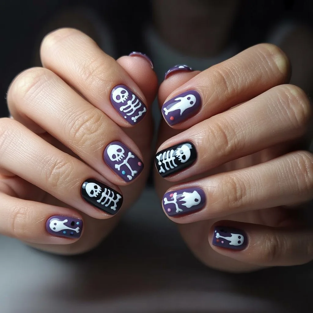 Cute Skeleton Mini Art Nails