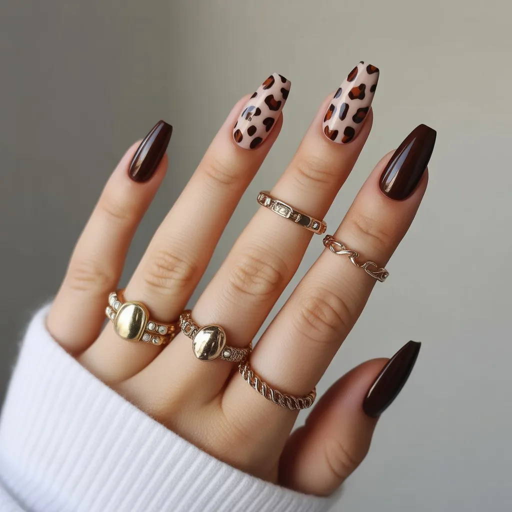 Dark Chocolate Cheetah Nails