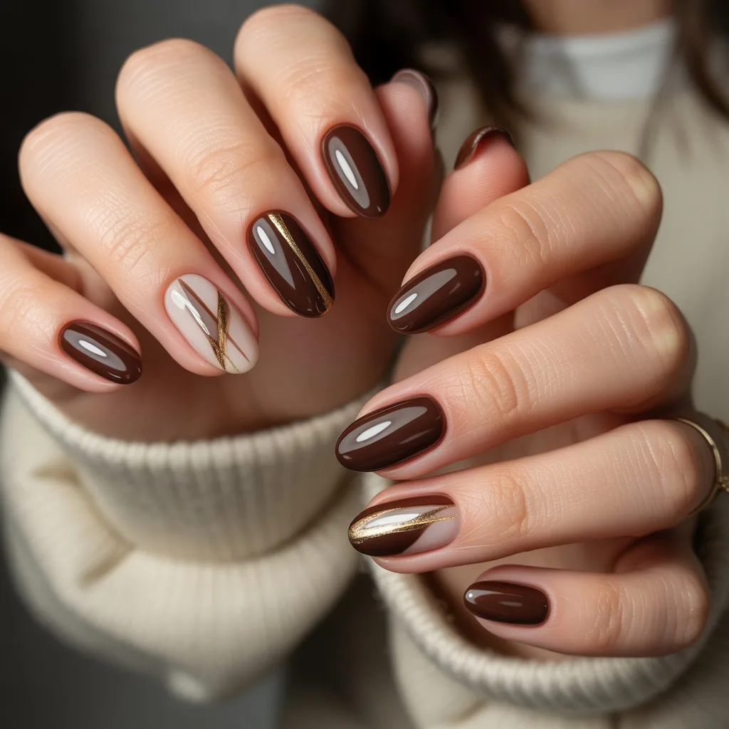 Deep Espresso Brown Nails