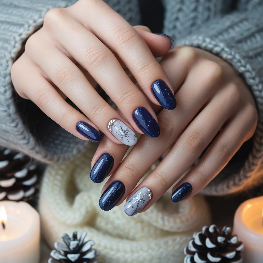 Deep Midnight Blue Nails