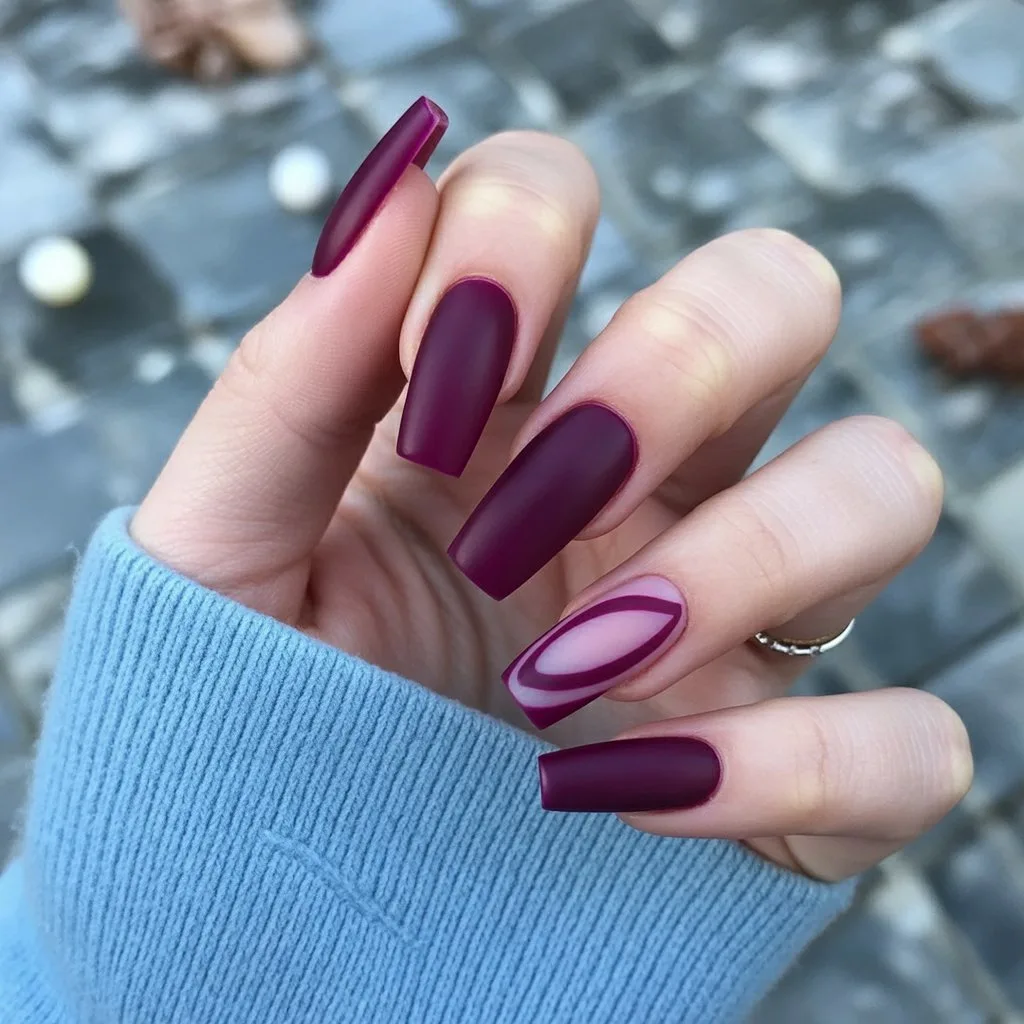 Deep Plum Velvet Nails