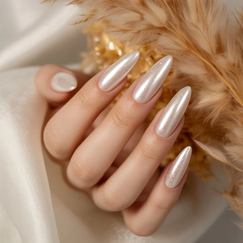 Dove White Micro-Shimmer Nails