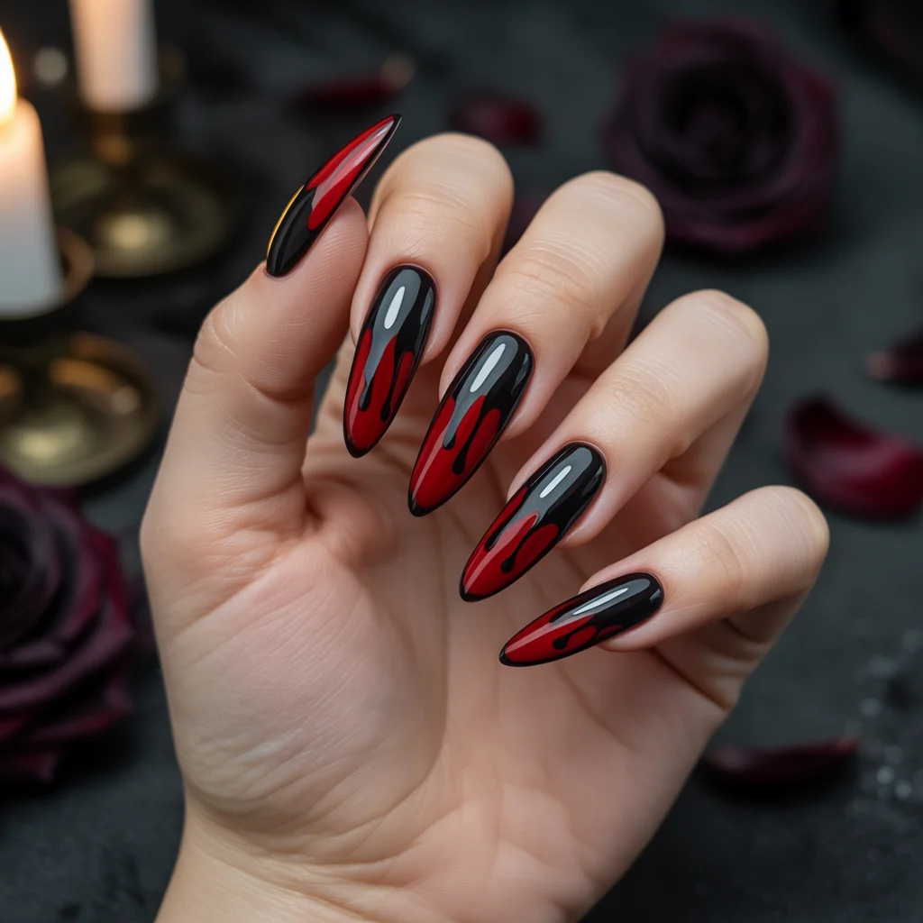 Dripping Black Blood Nails