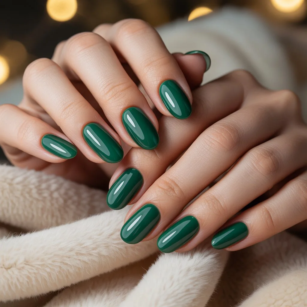 Emerald Green Gloss Nails