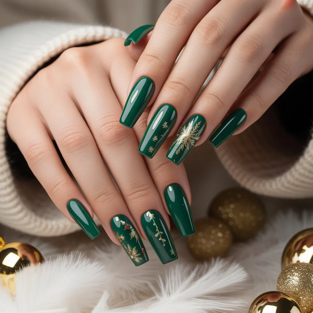 Emerald Green Gloss Nails