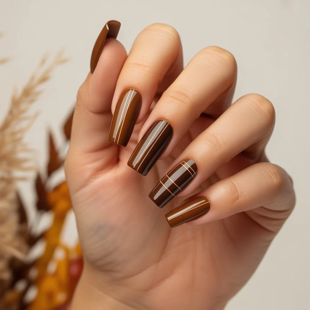 Espresso Minimal Lines Nails