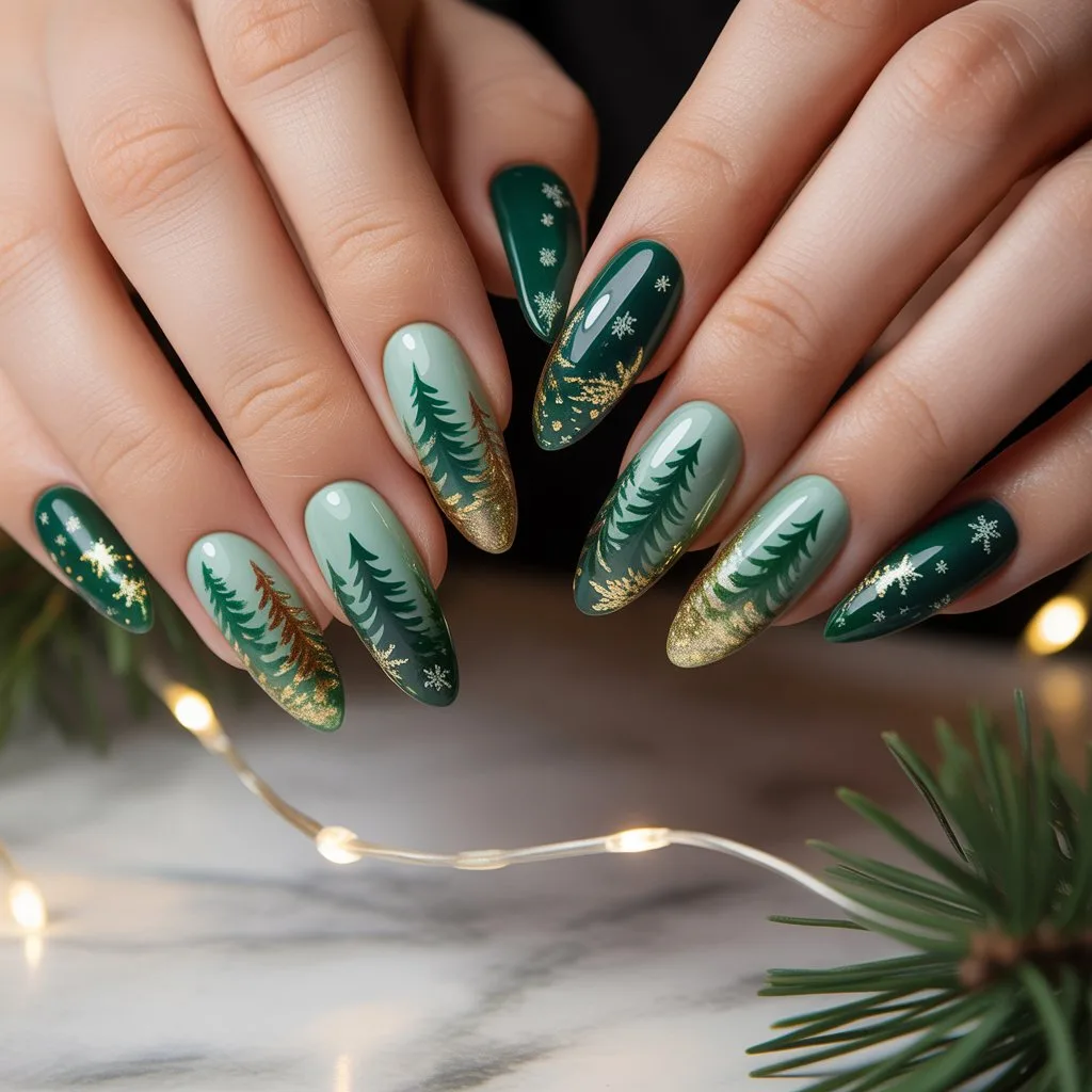 Evergreen Gel Forest Nails