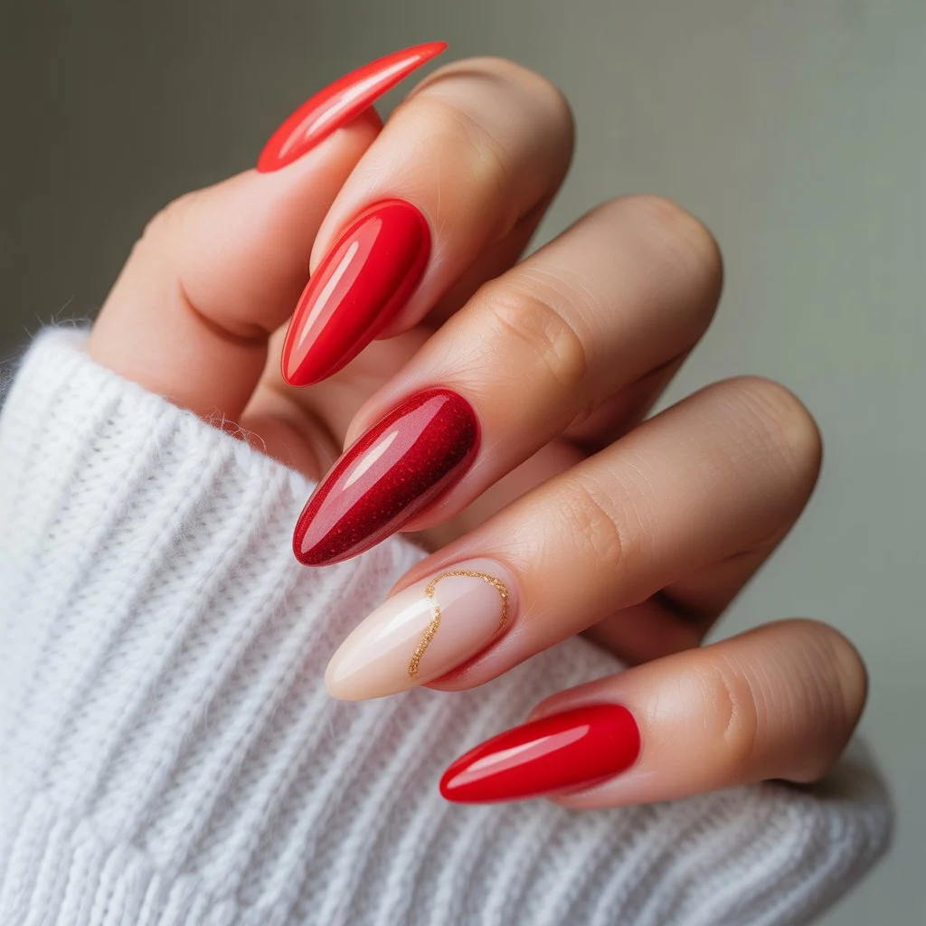 Fire Red Stiletto Nails