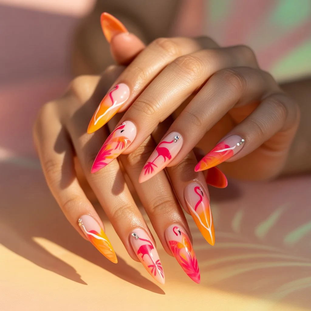 Flamingo Heatwave Nails