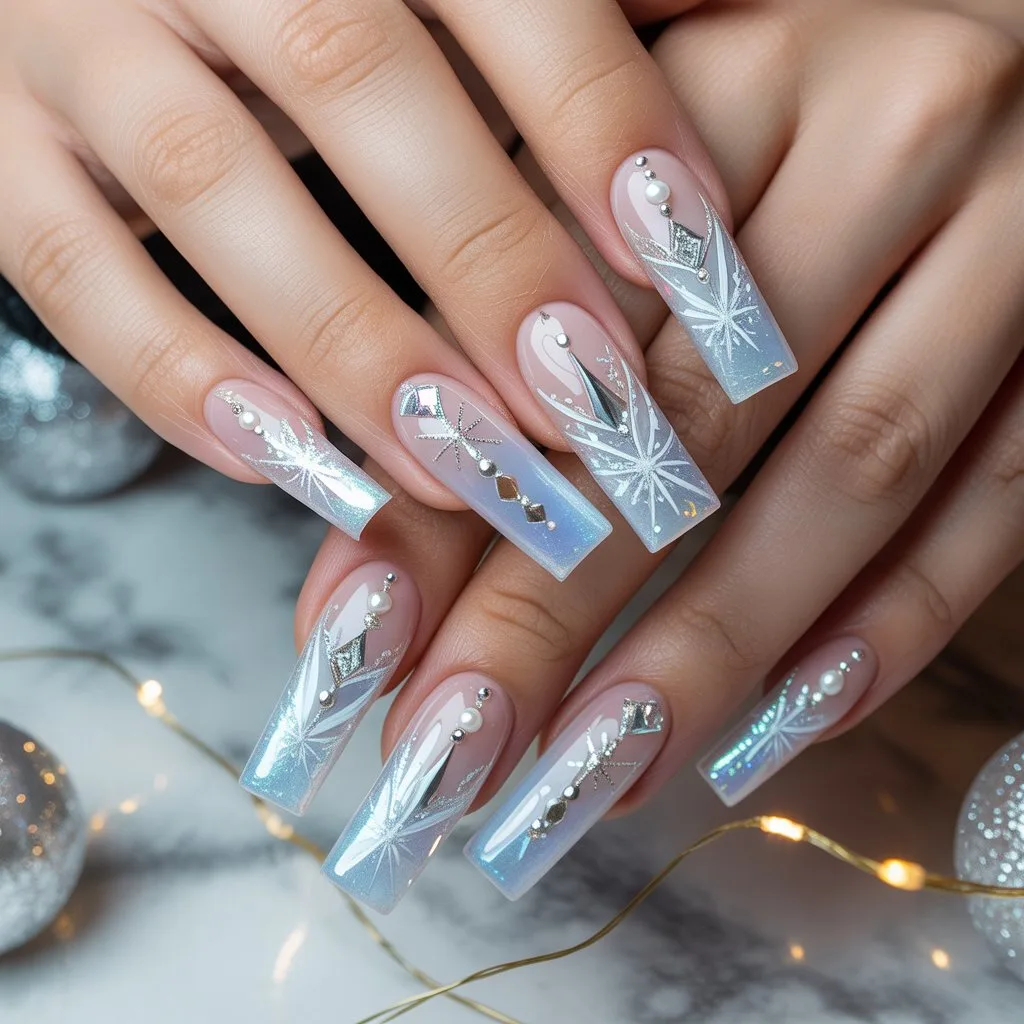 Frosted Icy Acrylic Nails