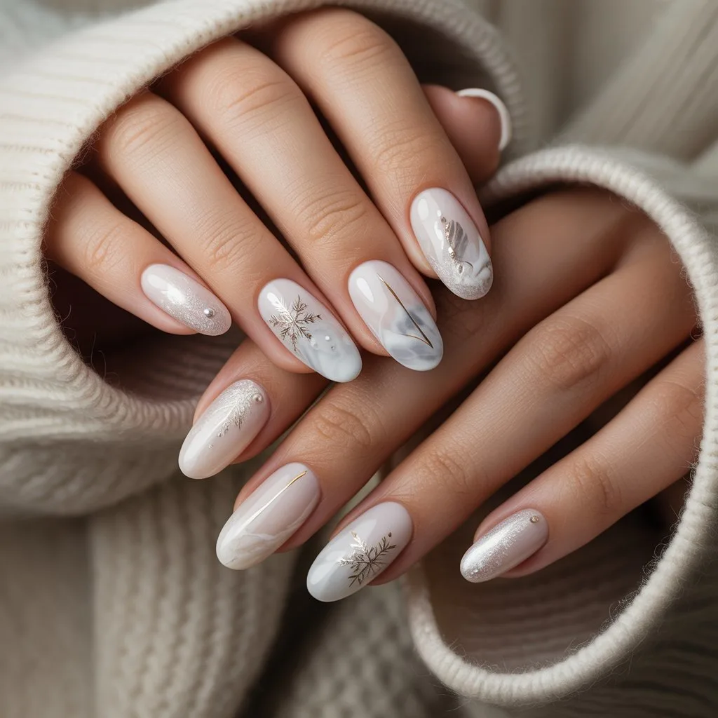 Frosted Vanilla White Nails