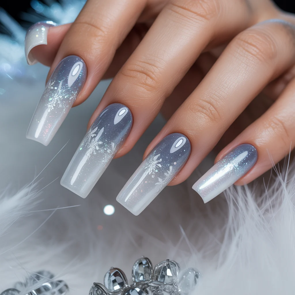 Frozen Pearl Ombre Nails