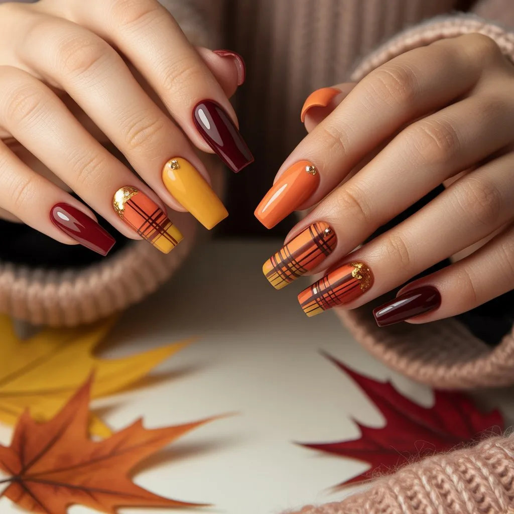 Fun Plaid Accent Nails