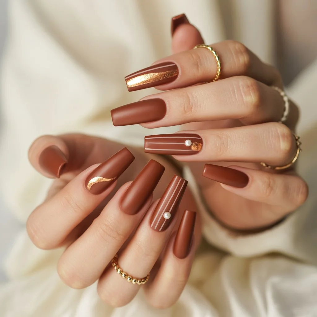 Gingerbread Brown Minimal Nails