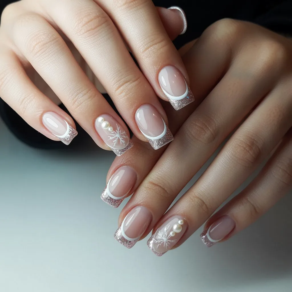 Glitter Edge Micro-French Nails