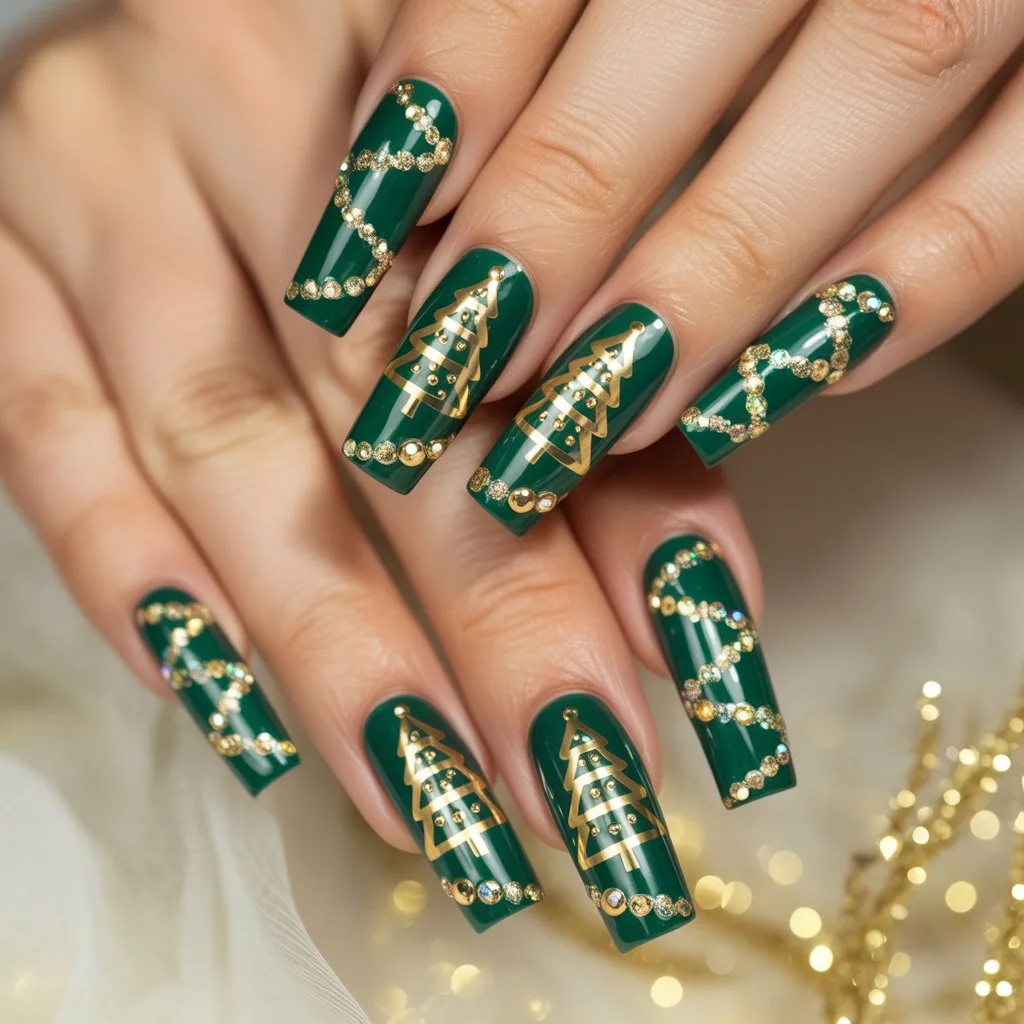 Glitter Garland Tree Nails