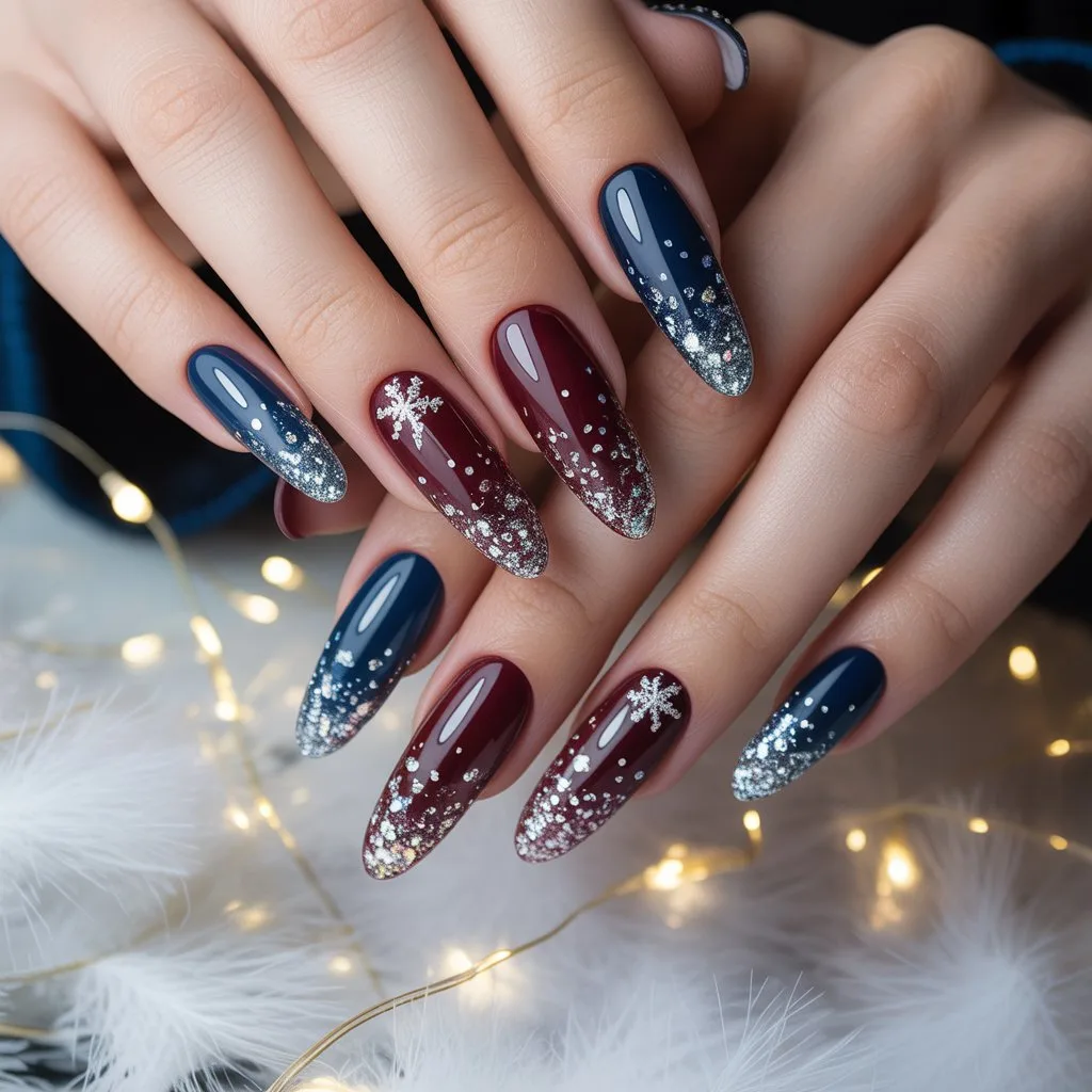 Glitter Snowstorm Gel Nails