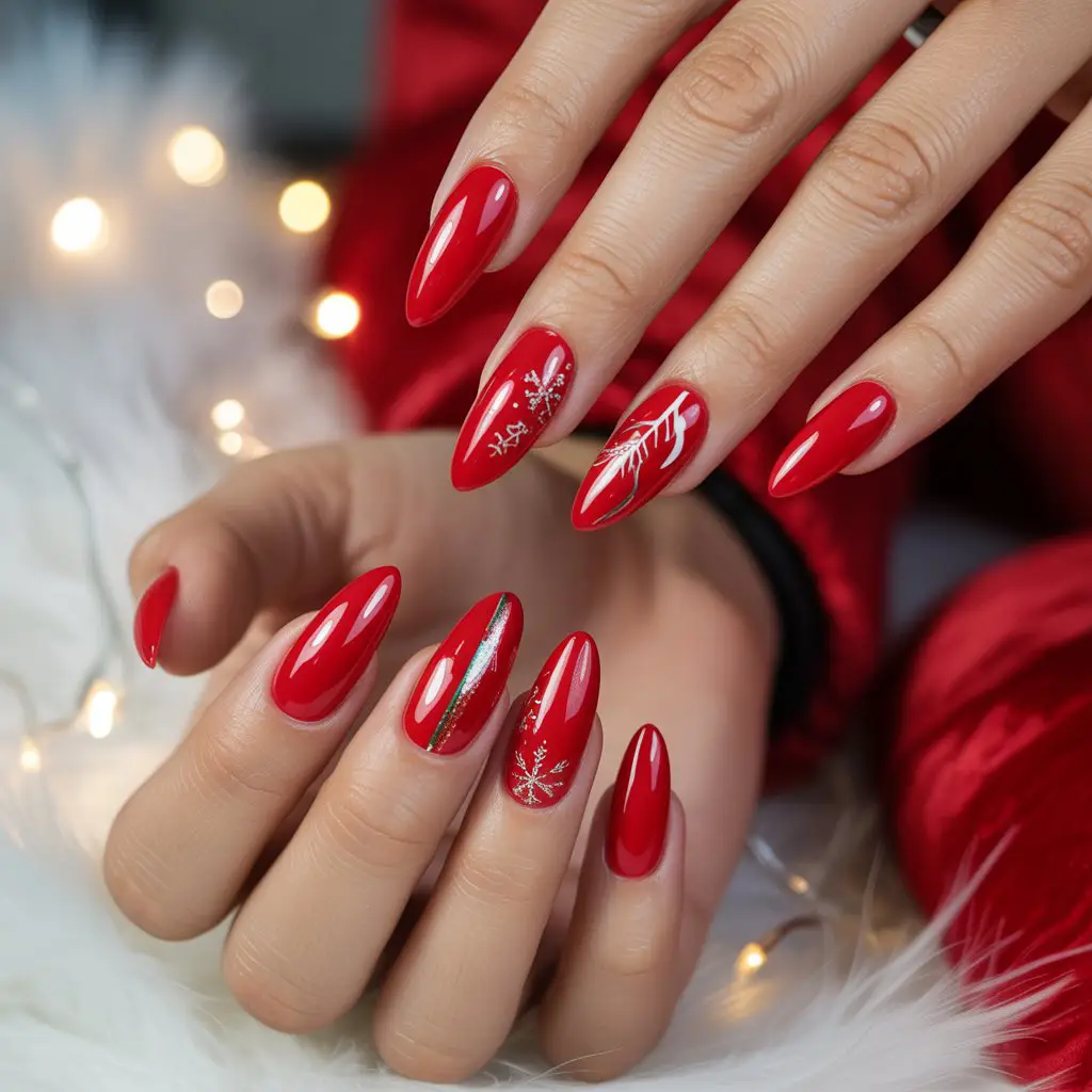 Glossy Red Candy-Coat Nails