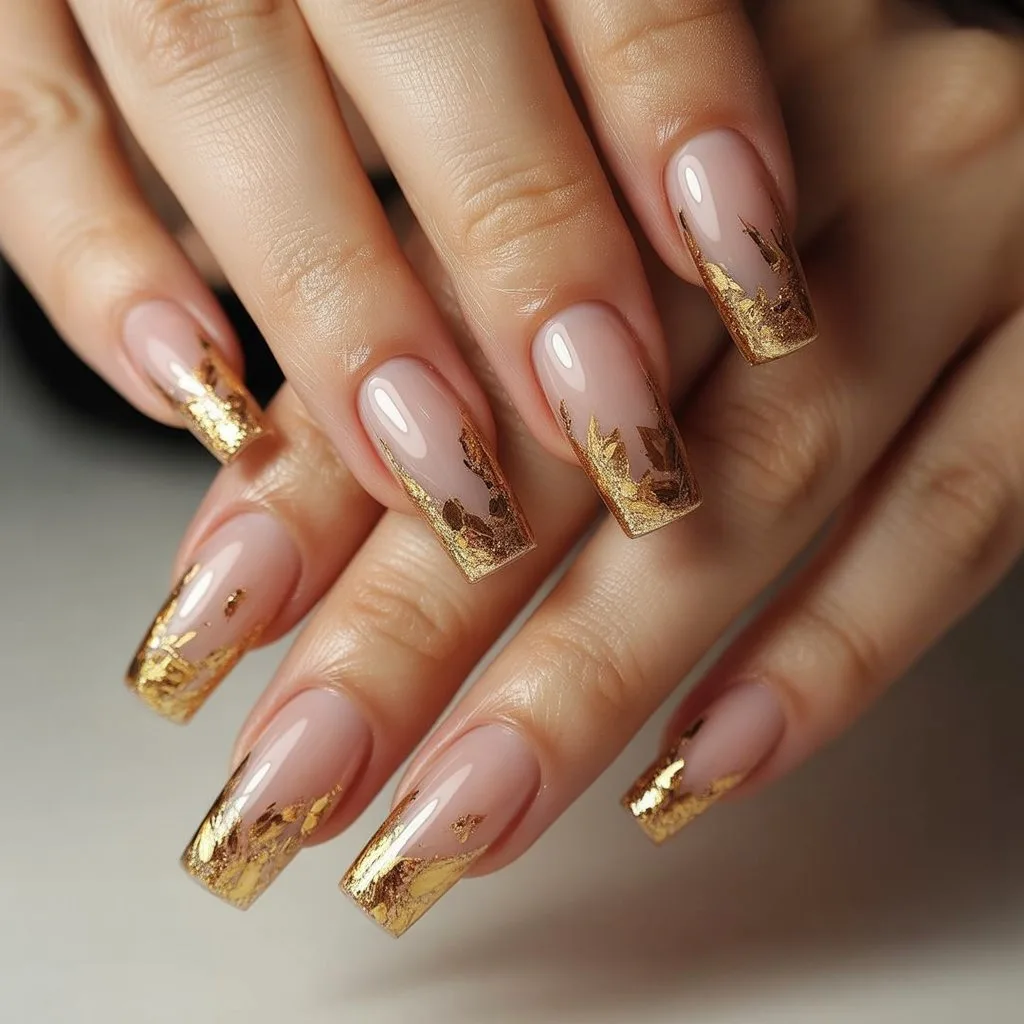 Gold Ember Flake Tips Nail