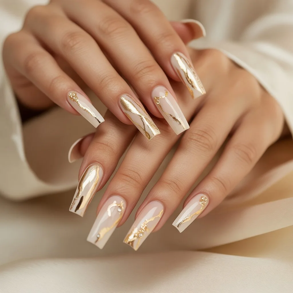 Gold Foil Whisper Nails