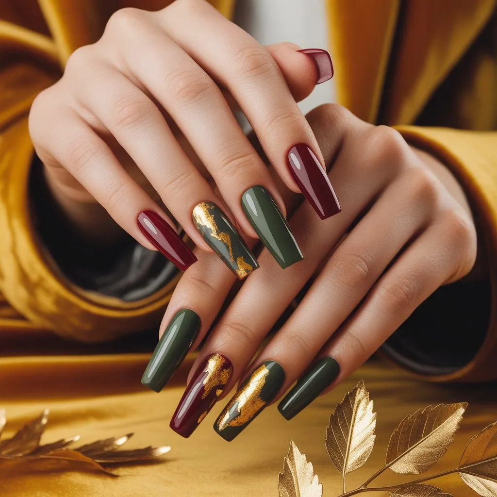 Gold Leaf Accent Nails