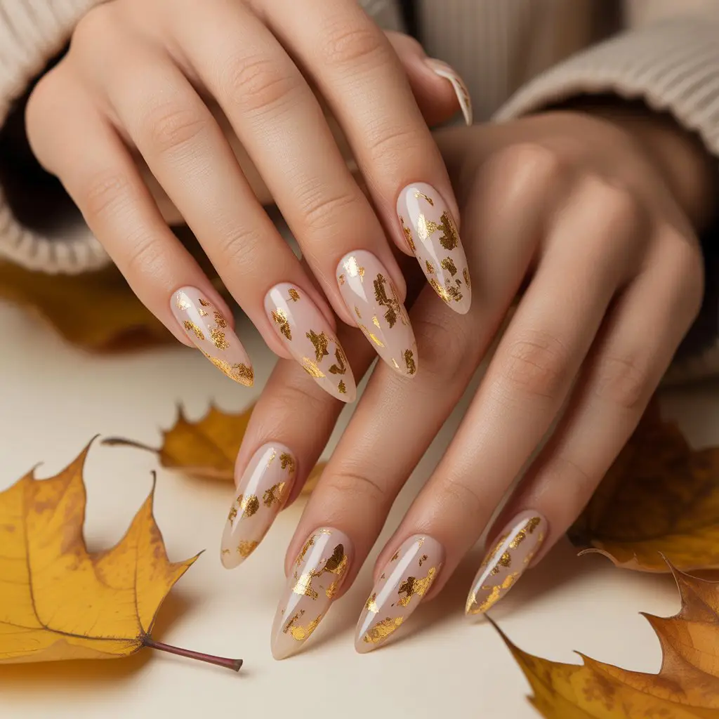 Gold Leaf Sprinkle Nails
