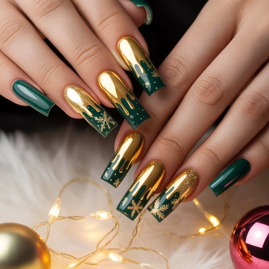 Gold Melt Gel Tips Nail