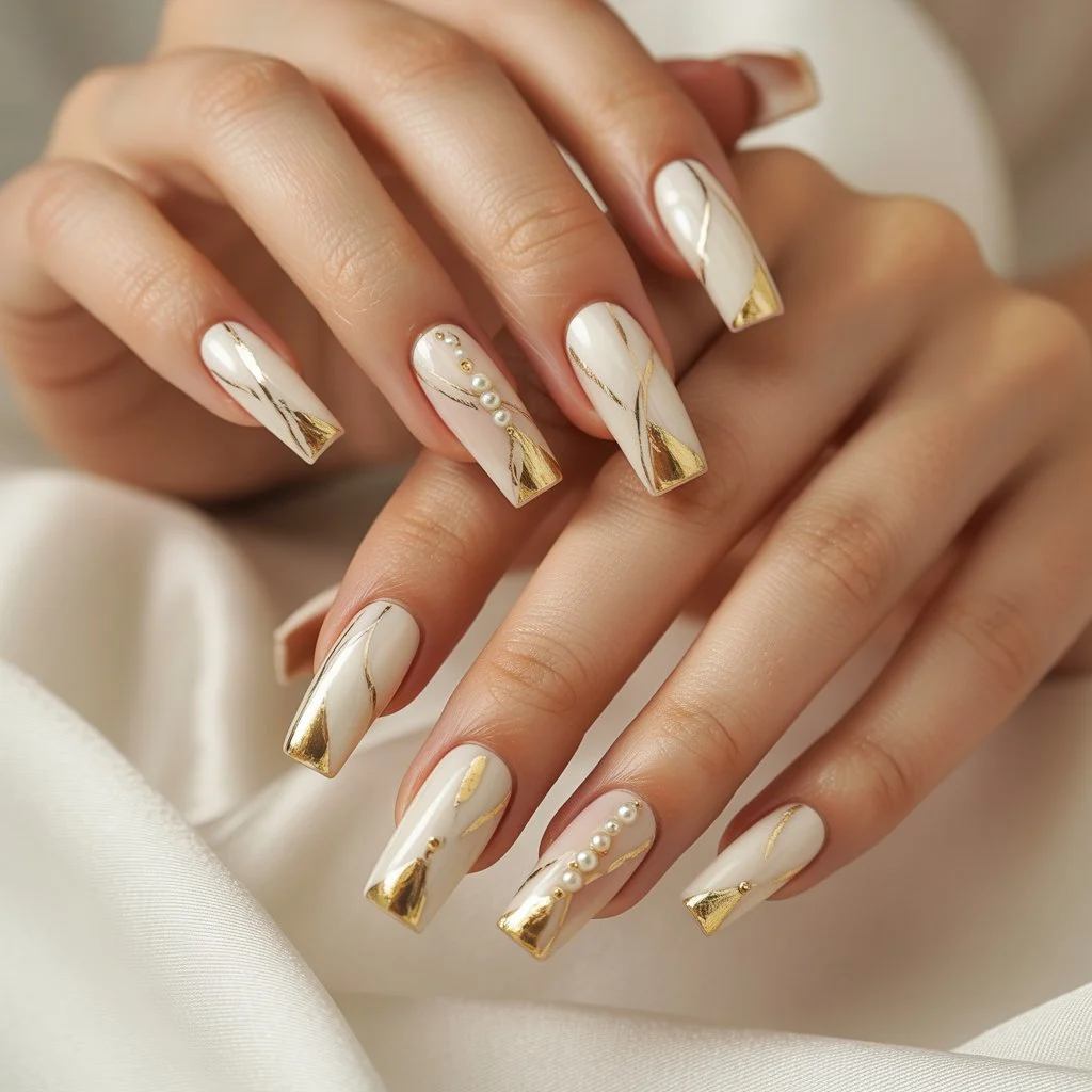 Gold-Touched Ivory Nails