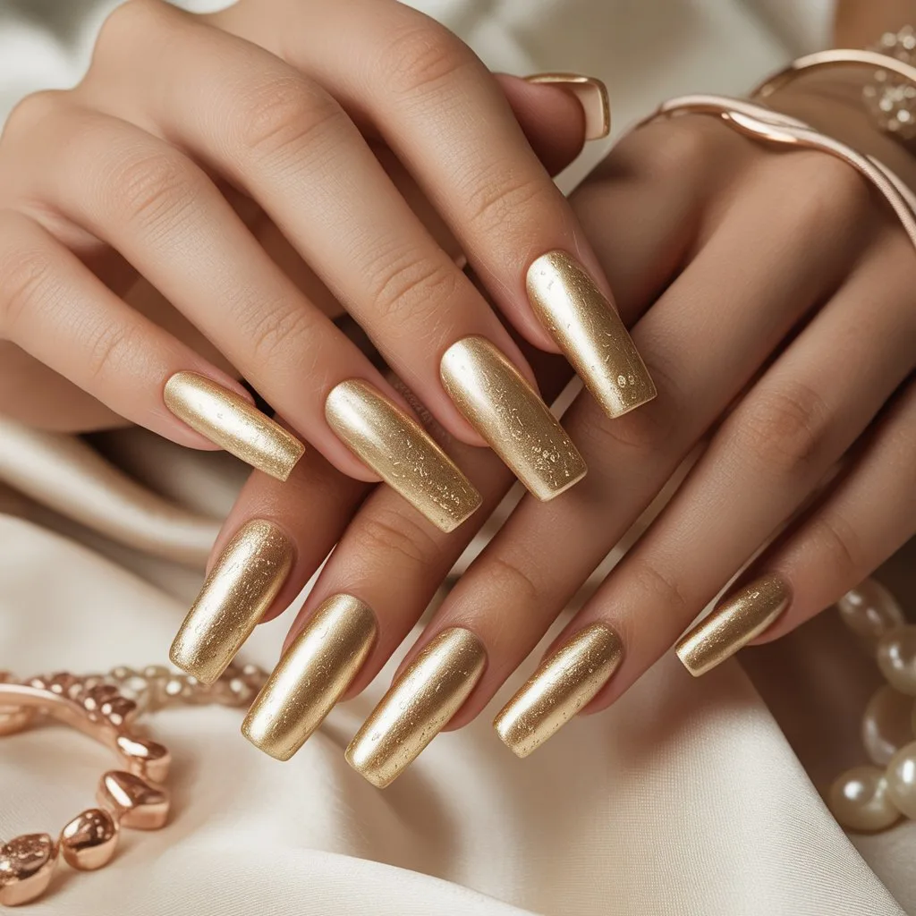 Golden Dust Matte Nails