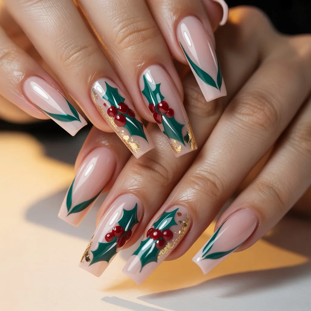 Holly Berry Accent Nails