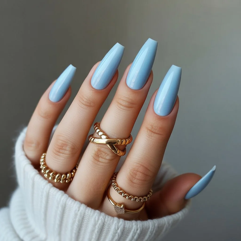 Icy Blue Chrome Nails