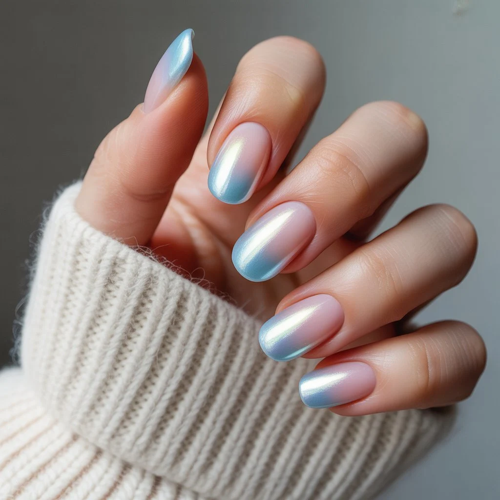 Icy Pearl Fade Nails