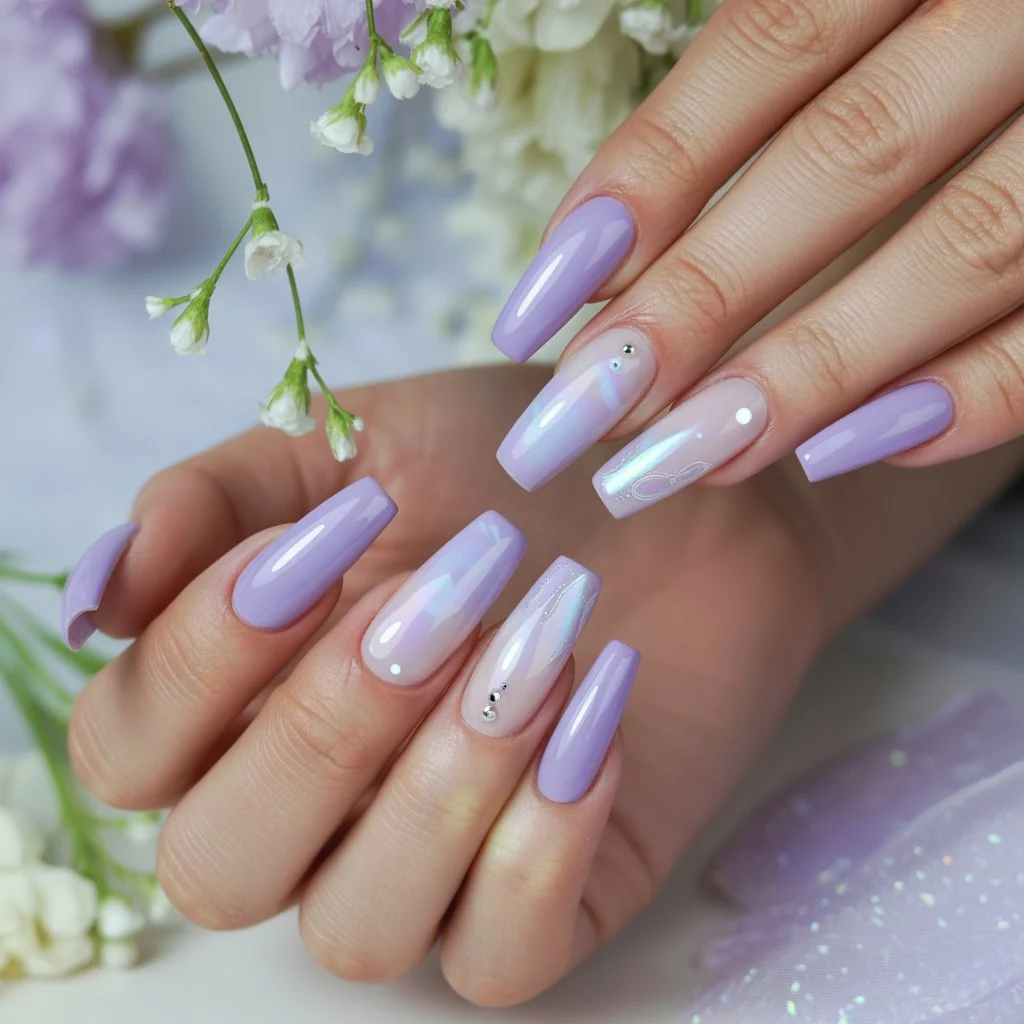 Lavender Mist Gradient Nails