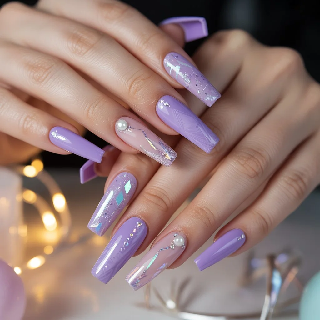 Lavender Party Glow Nails