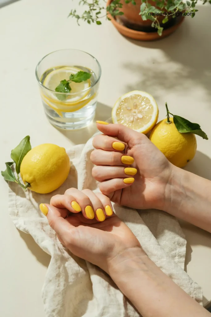 Lemon Yellow Gel Nails