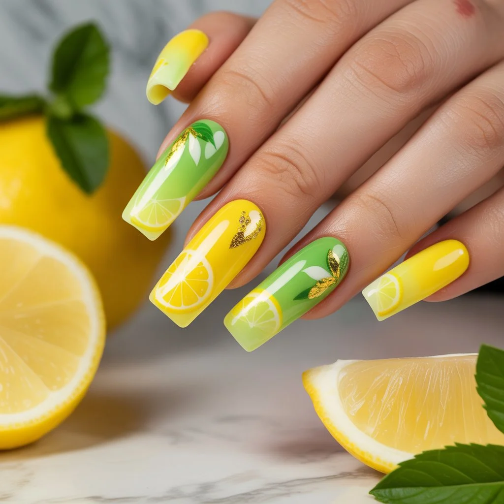Lemon Zest Gel Nails