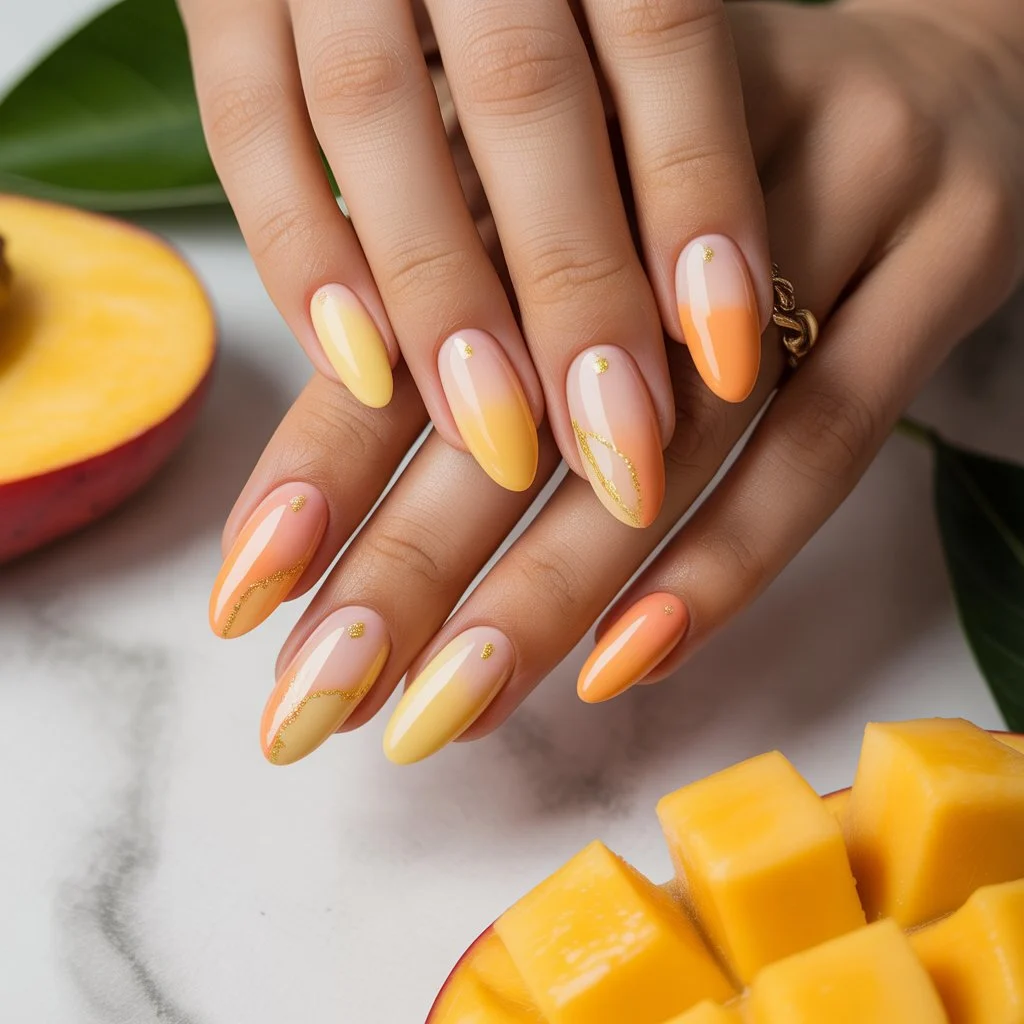 Mango Smoothie Almond Nails